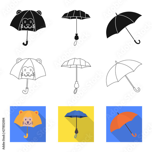 Vector design of protection and closed sign. Collection of protection and rainy stock symbol for web.