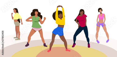 Reggaeton dancers team vector illustration. Reggaeton girl, reggaeton dance.