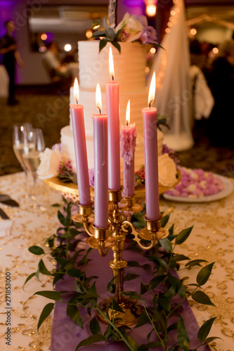 Wedding candles and wedding cake 