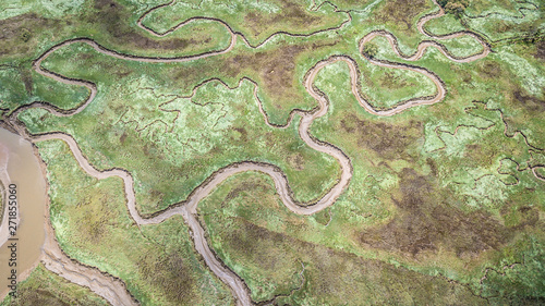 aerial view of serpentine marsh