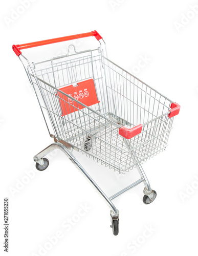 Supermarket trolley cart isolated on white