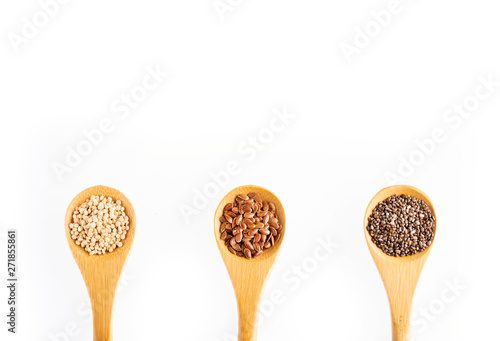 Organic Seeds of Quinoa, Flaxseed and Chia - Superfoods