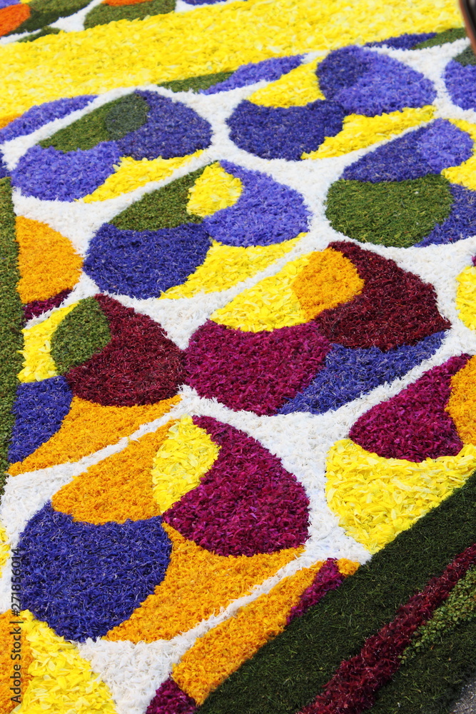 Multicolored floral carpet