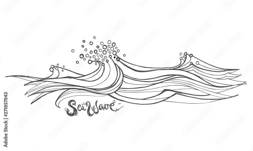 Handdrawn line of a sea wave. Abstract wave drawn with a continuous black  line. Vector illustration on white background. For design, social media,  print, wallpaper, logo. 24542319 Vector Art at Vecteezy