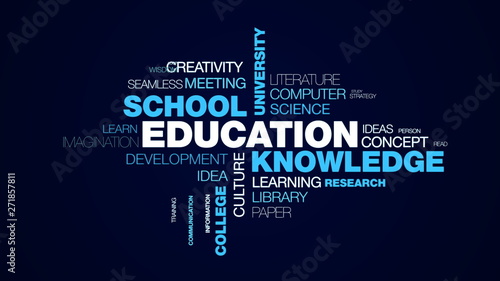 education knowledge school university studying people success academic book college student animated word cloud background in uhd 4k 3840 2160. photo