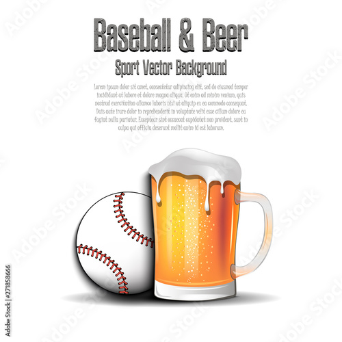 Baseball ball with mug of beer