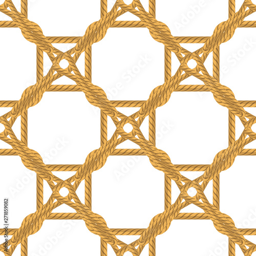 Rope Seamless Pattern on White Background. Rope Texture.