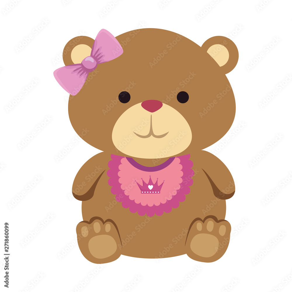 Obraz premium cutte little bear teddy female with bows