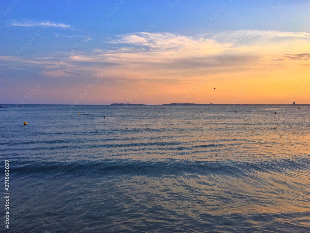 Sunset landscape on the sea shore