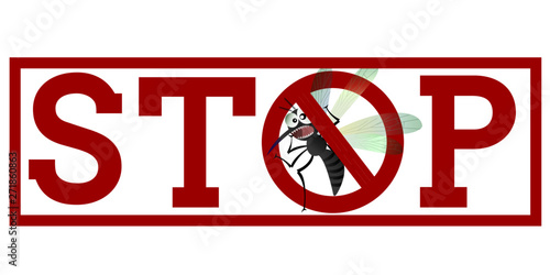 Stop stamp to stop mosquito isolated on white background