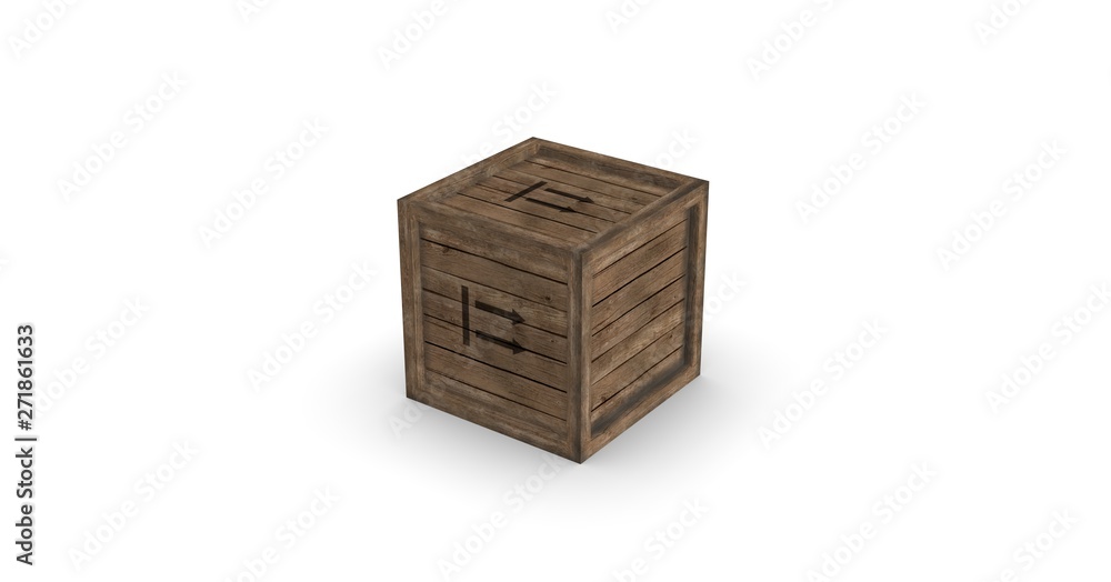 Wood Box isolated on White 3D Rendering Wood Box isolated on White 3D Rendering