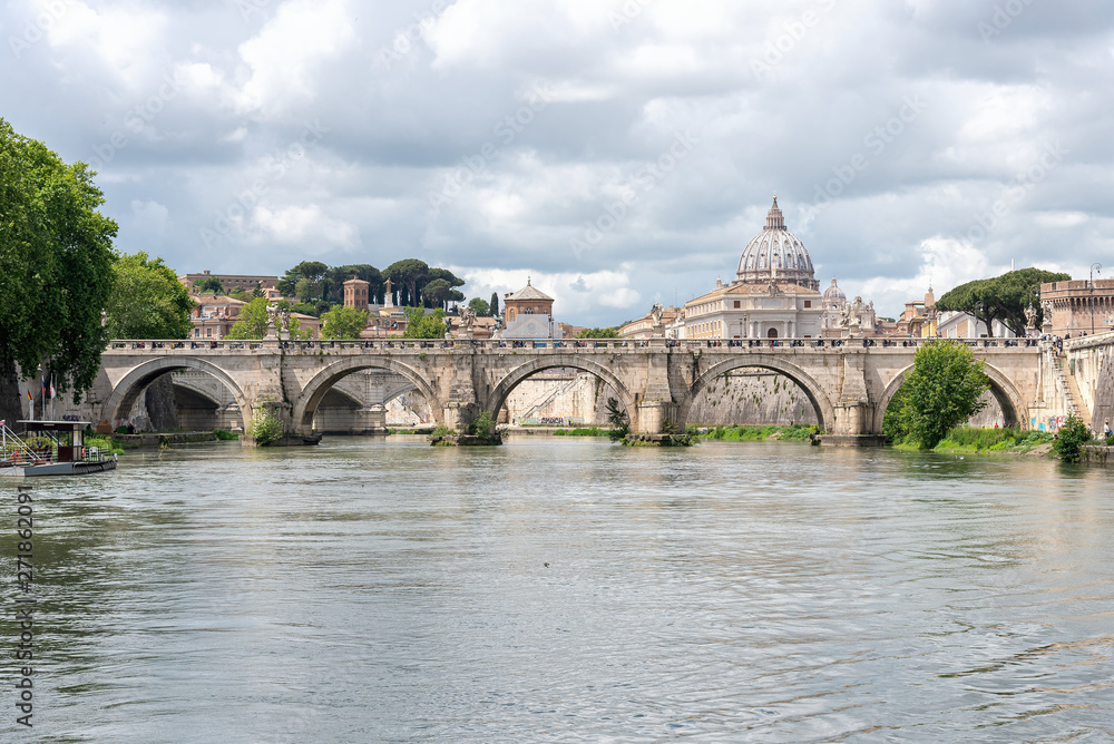 Fototapeta premium Sant'Angelo castel - Tevere river - Rome - Italy
