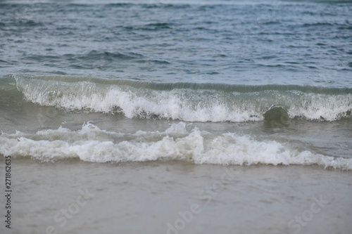 closeup on waves on a beach