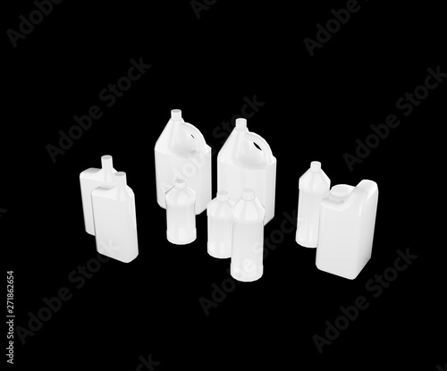 Milk Plastic Bottles 3D Rendering