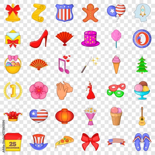Calendar day icons set. Cartoon style of 36 calendar day vector icons for web for any design