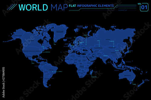 Asia, Africa, Europe, North and South America, Australia and Oceania Vector Maps