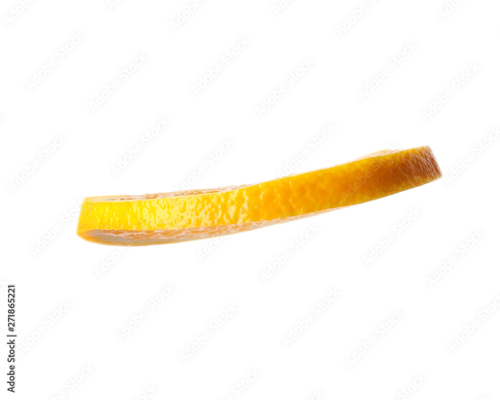 Slice of ripe orange on white background Slice of ripe orange on white background