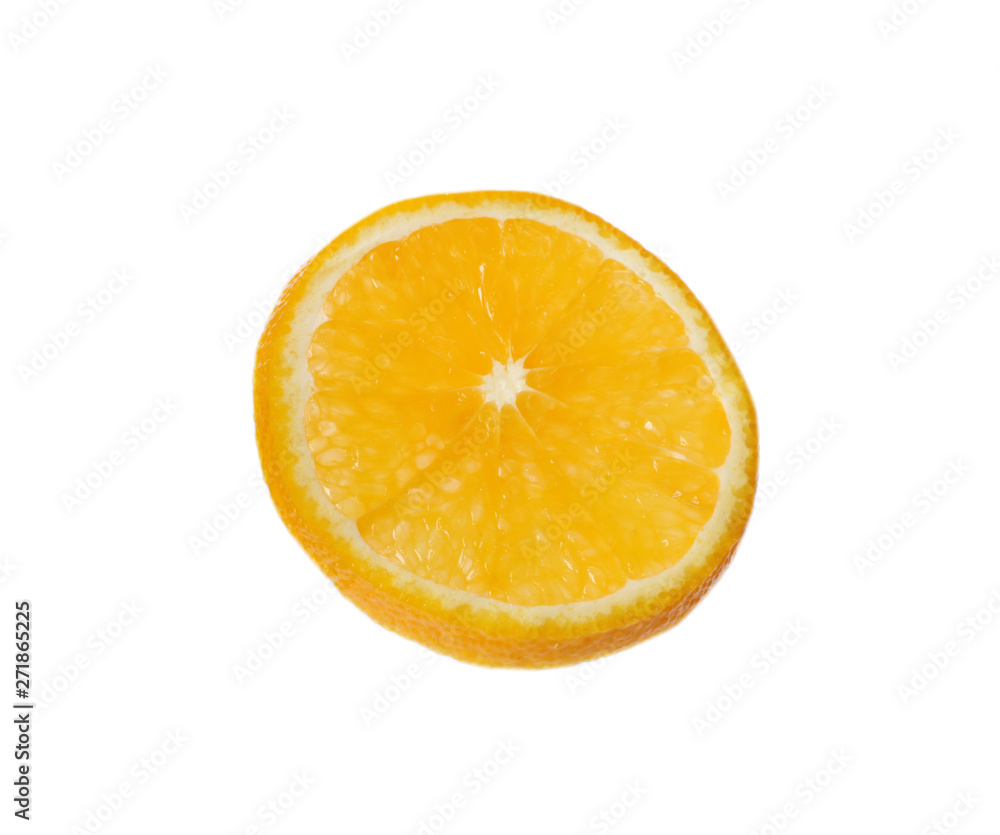 Slice of ripe orange on white background Slice of ripe orange on white background