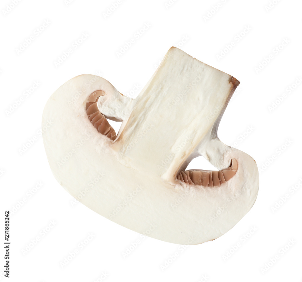 Fototapeta premium Piece of fresh mushroom on white background