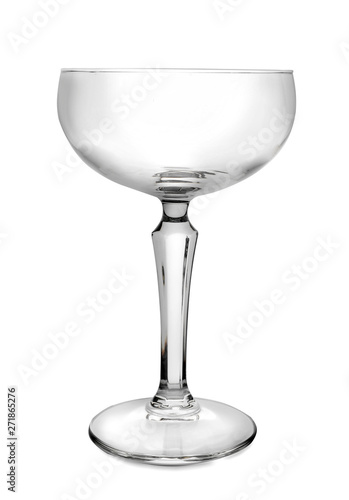 Clean empty coupe glass isolated on white