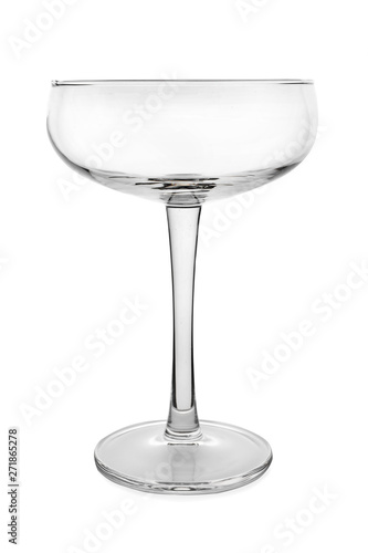 Clean empty coupe glass isolated on white