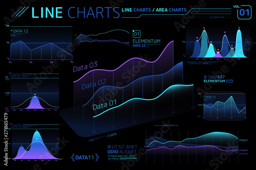 Line Charts and Area Charts Infographic Elements