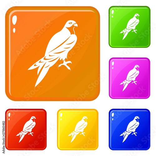 Falcon icons set collection vector 6 color isolated on white background