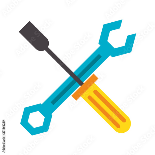 Screwdriver and wrench crossed symbol