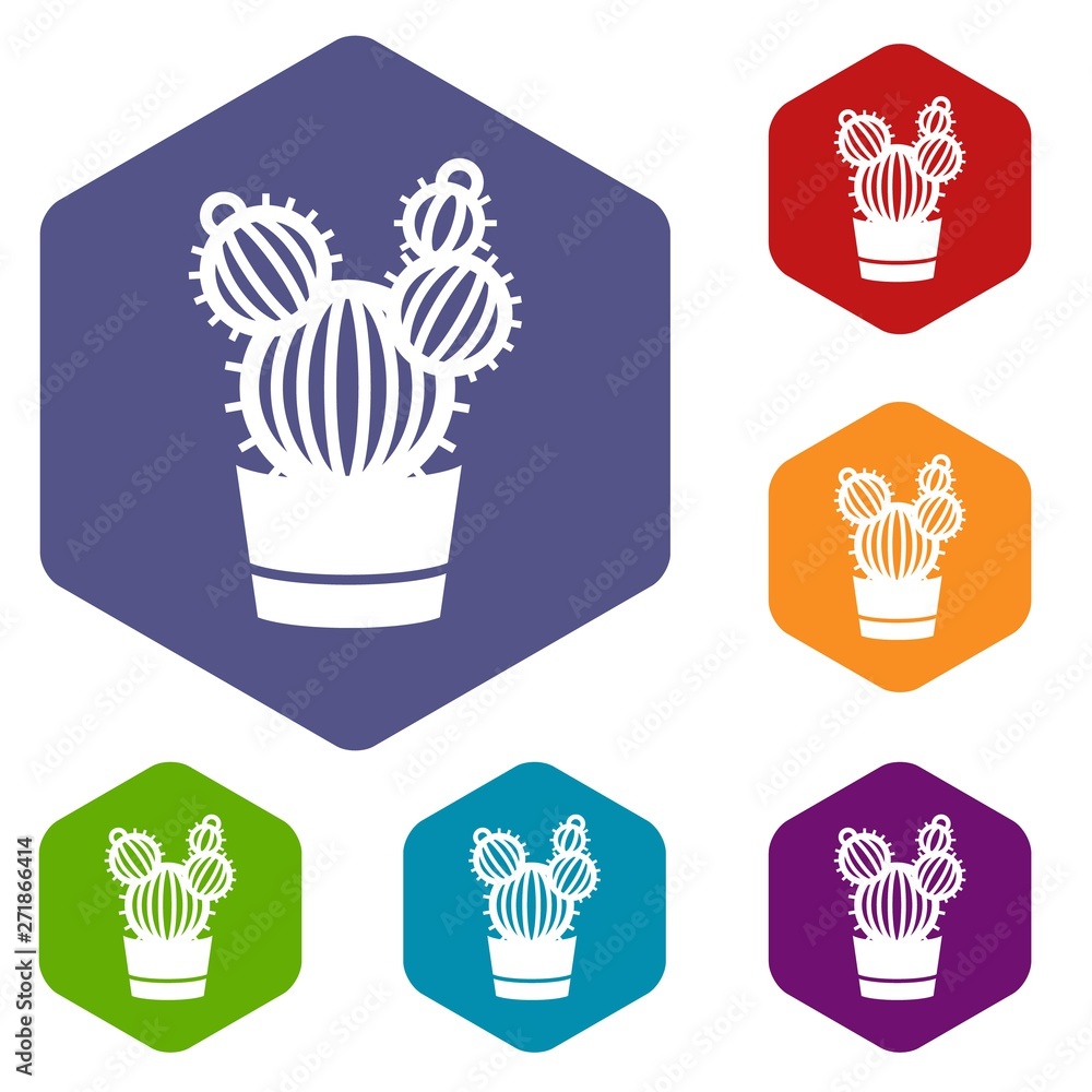 Obraz premium Round cactus icon. Simple illustration of round cactus vector icon for web