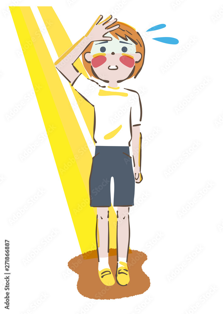 熱中症 太陽の日差しを遮る少女 イラスト Stock 写真 Adobe Stock