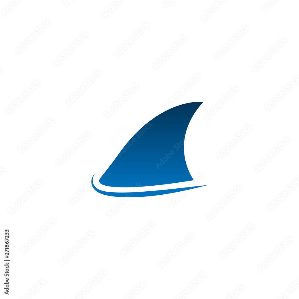 Shark fin with sea waves, logo, vector illustration. Shark fin with sea waves, logo, vector illustration.