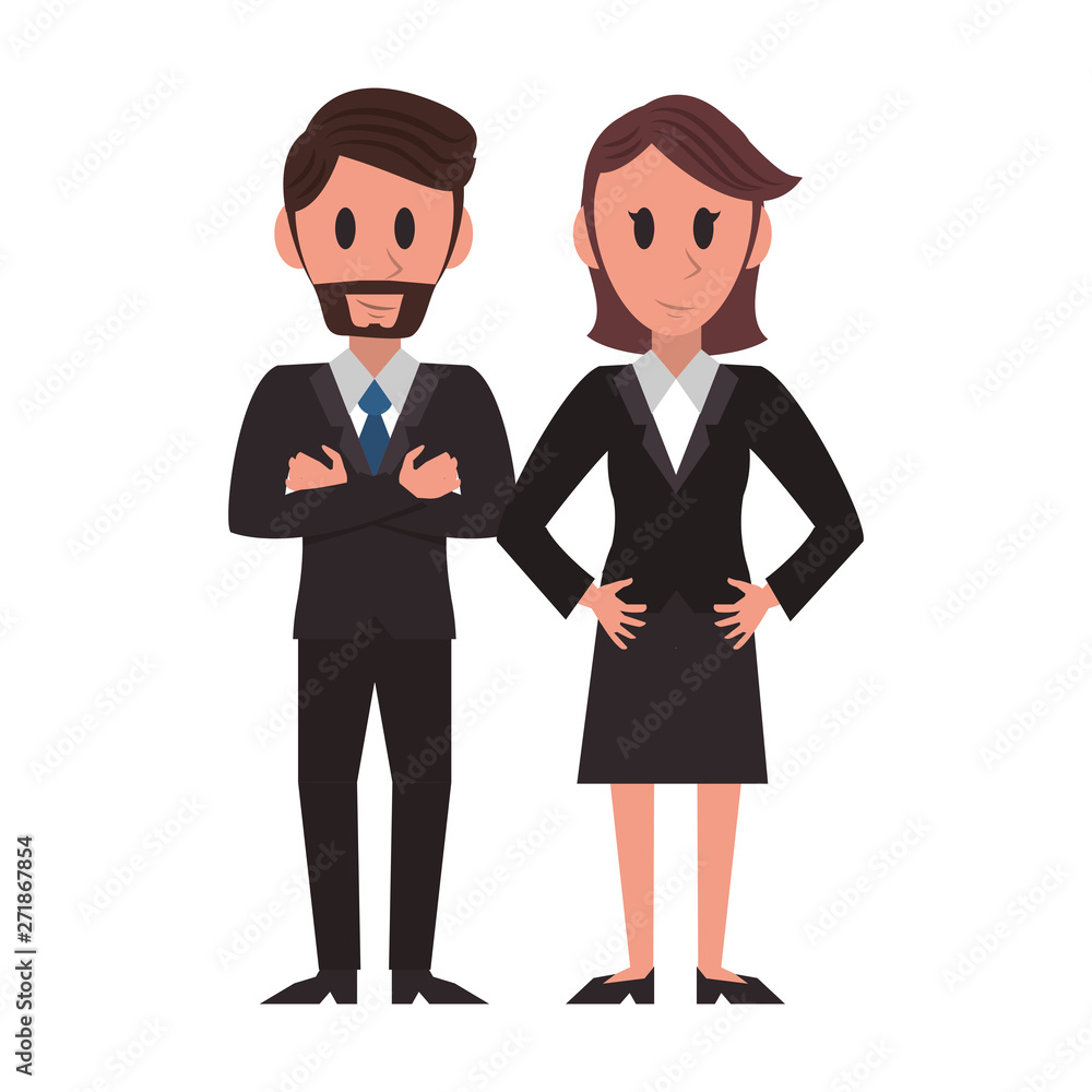 Executive business couple cartoon isolated Executive business couple cartoon isolated