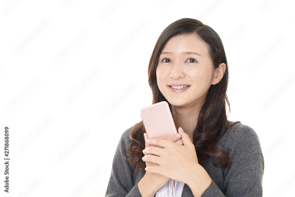 スマートフォンを持つ女性 スマートフォンを持つ女性