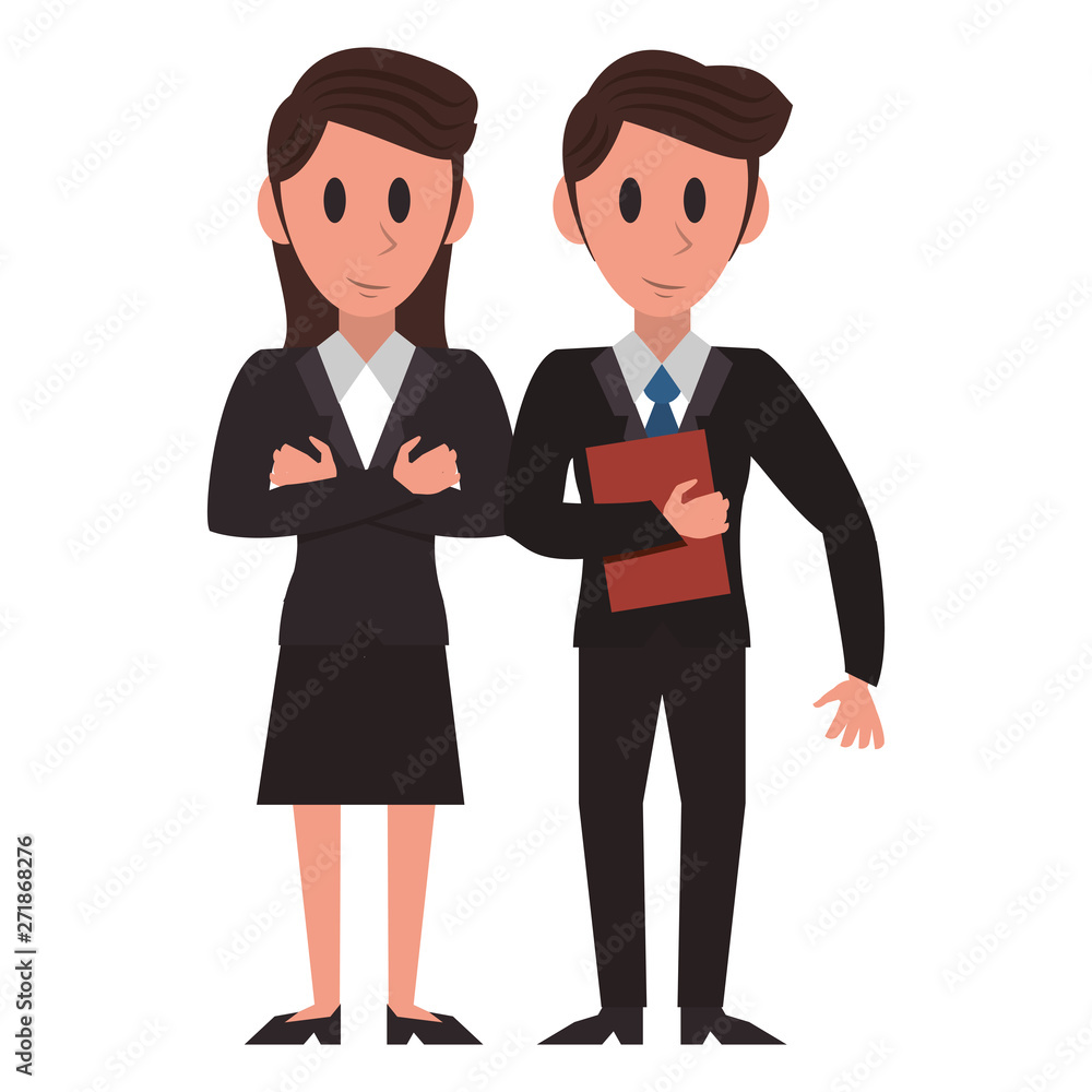 Executive business couple cartoon isolated Executive business couple cartoon isolated