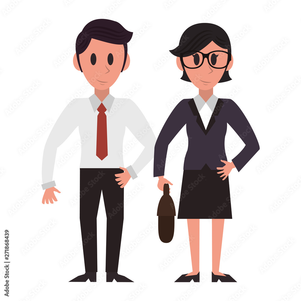 Executive business couple cartoon isolated Executive business couple cartoon isolated