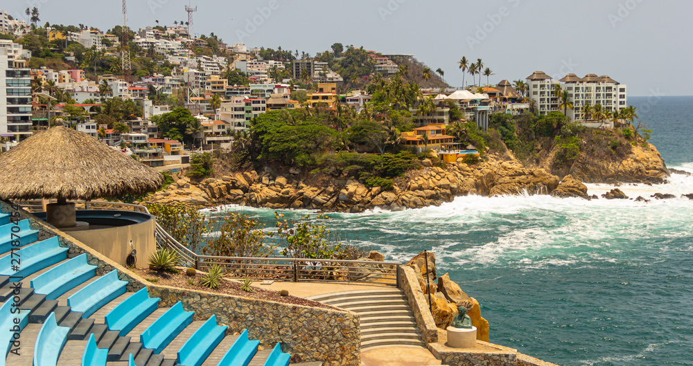 Nice Morning at Acapulco Mexico Beach Cliffs