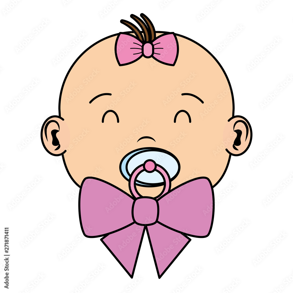 cute little baby girl with pacifier character cute little baby girl with pacifier character