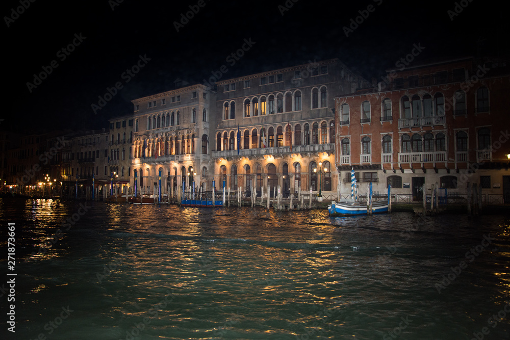 Venice at night ,buildings near the canal, Italy, march ,2019