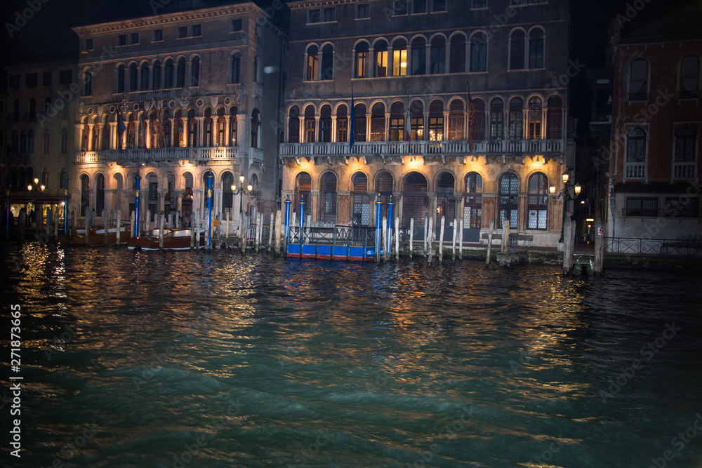 Fototapeta premium Venice at night ,buildings near the canal, Italy, march ,2019