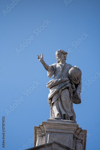 statues on the San Stae church, San Eustachio Church, in Venice, Italy , .2019,