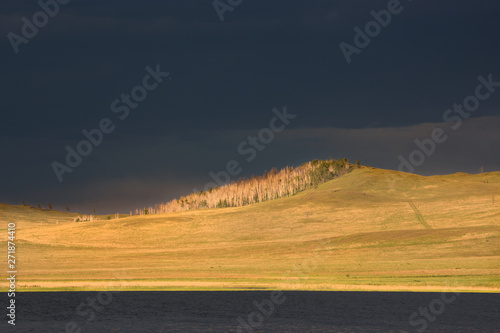 Fototapeta Naklejka Na Ścianę i Meble -  Summer thunderstorm in Khakassia chiaroscuro and clouds
