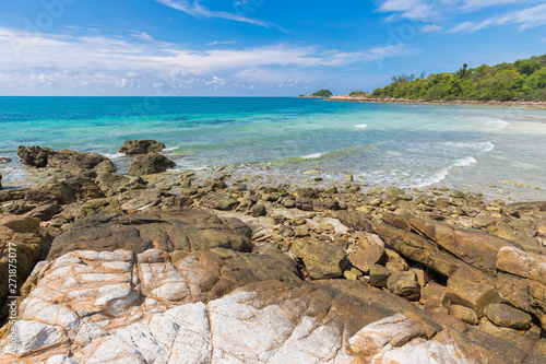 Summer background with landscape view from Laem Kut, Ao Kiu Na Nok, samet island in Thailand.