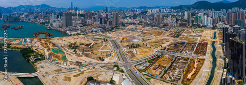 Top view of Hong Kong construction site