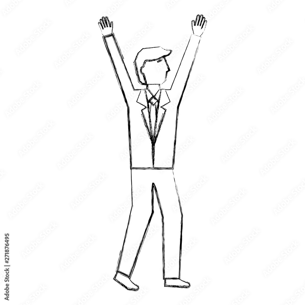 businessman with hands up avatar character businessman with hands up avatar character