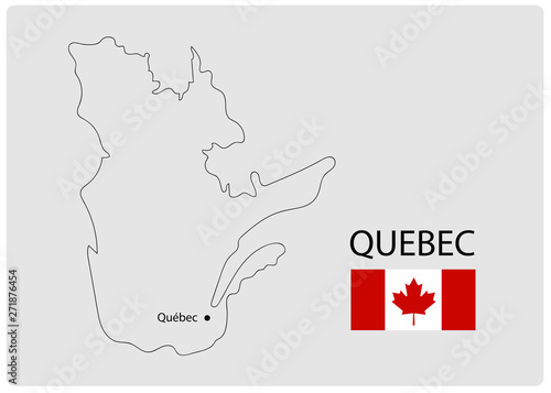 Vector Illustration of Quebec Map. Canada Province.