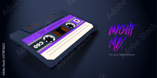 Compact cassette with C60 tape in perspective view