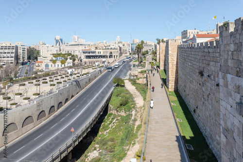 Photos View from the city wall to Khativat Yerushalayim street passing near Jaffa Gate