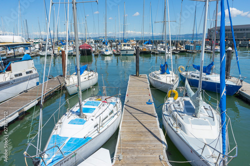 Sunny Day View of Pier 39 Marina with yachts and boats docking in San Francisco,CA © bennnn