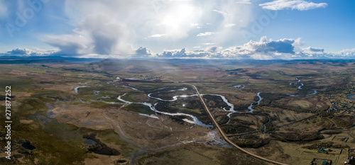 Gazimur river valley, aerial photograph, Eastern Transbaikalia, Russia may 2019