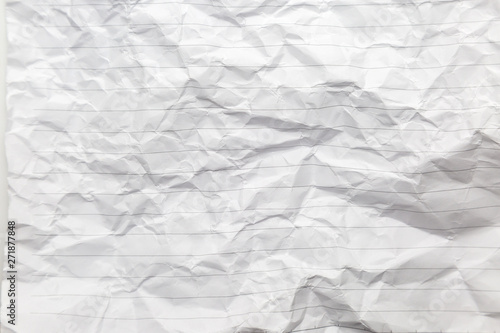 crumpled of white blank paper with line